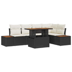 Garten-Sofa-Set mit Speicher 6 pcs Schwarz Poly Rattan