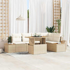 Garten-Sofa-Set mit Speicher 6 pcs Beige Poly Rattan