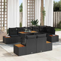 Garten-Sofa-Set mit Speicher 9 pcs Schwarz Poly Rattan