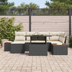 Garten-Sofa-Set mit Speicher 7 pcs Schwarz Poly Rattan