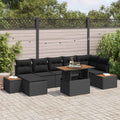 Garten-Sofa-Set mit Speicher 8 pcs Schwarz Poly Rattan
