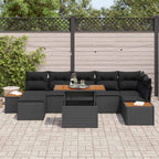 Garten-Sofa-Set mit Speicher 8 pcs Schwarz Poly Rattan