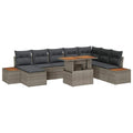 Garten-Sofa-Set mit Speicher 9 pcs Grau Poly Rattan