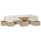 Garten-Sofa-Set mit Speicher 9 pcs Beige Poly Rattan