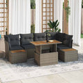Garten-Sofa-Set mit Speicher 10 pcs Grau Poly Rattan