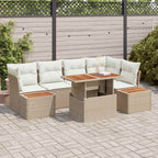 Garten-Sofa-Set mit Speicher 10 pcs Beige Poly Rattan