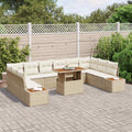 Garten-Sofa-Set mit Speicher 11 pcs Beige Poly Rattan