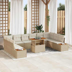 Garten-Sofa-Set mit Speicher 11 pcs Beige Poly Rattan