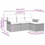 Garten-Sofa-Set mit Kissen 4 pcs Schwarz und Creme Poly Rattan