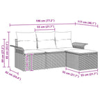 Gartensofa-set mit Kissen 4 pcs Schwarz und Türkis Poly-Rattan