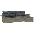 Gartensofa-set mit Kissen mit Speicher 5 pcs Grau Poly-Rattan