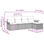 Gartensofa-set mit Kissen mit Speicher 5 pcs Grau Poly-Rattan