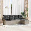 Gartensofa-set mit Kissen 5 pcs Hellgrau Poly-Rattan