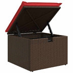 Gartensofa-set mit Kissen 5 pcs Braun und Rot Poly-Rattan