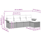 Gartensofa-set mit Kissen 5 pcs Braun und Rot Poly-Rattan