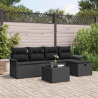 Gartensofa-set mit Kissen 6 pcs Schwarz Poly-Rattan