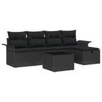 Gartensofa-set mit Kissen 6 pcs Schwarz Poly-Rattan