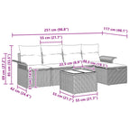 Gartensofa-set mit Kissen 6 pcs Braun und Rot Poly-Rattan