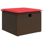 Gartensofa-set mit Kissen 6 pcs Braun und Rot Poly-Rattan