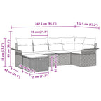 Gartensofa-set mit Kissen 6 pcs Schwarz und Türkis Poly-Rattan