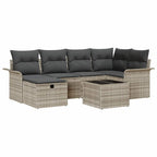 Gartensofa-set mit Kissen 7 pcs Hellgrau Poly-Rattan