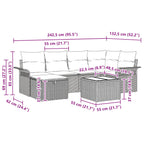 Gartensofa-set mit Kissen 7 pcs Braun und Rot Poly-Rattan