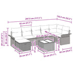 Gartensofa-set mit Kissen 8 pcs Schwarz und Türkis Poly-Rattan