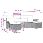 Gartensofa-set mit Kissen 6 pcs Grau und Marineblau Poly-Rattan
