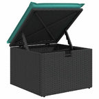 Gartensofa-set mit Kissen 6 pcs Schwarz und Türkis Poly-Rattan