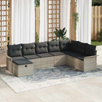 Gartensofa-set mit Kissen 8 pcs Hellgrau Poly-Rattan