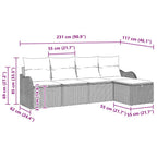 Garten-Sofa-Set mit Kissen 5 pcs Hellgrau Poly Rattan