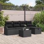 Gartensofa-set mit Kissen 6 pcs Schwarz Poly-Rattan