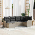 Garten-Sofa-Set mit Kissen 6 pcs Hellgrau Poly Rattan