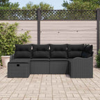 Garten-Sofa-Set mit Kissen 6 pcs Schwarz Poly Rattan