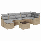 Sofa Set mit Kissen mit Speicher Beige und Hellgrau Poly-Rattan