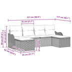 Sofa Set mit Kissen mit Speicher 6 pcs Schwarz Poly-Rattan