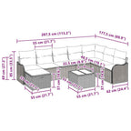 Sofa Set mit Kissen mit Speicher 9 pcs Hellgrau Poly-Rattan