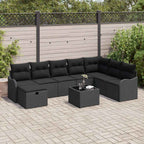 Sofa Set mit Kissen mit Speicher Schwarz Poly-Rattan