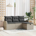 Sofa Set mit Kissen mit Speicher 4 pcs Hellgrau Poly-Rattan