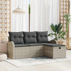 Sofa Set mit Kissen mit Speicher 4 pcs Hellgrau Poly-Rattan
