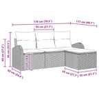 Sofa Set mit Kissen mit Speicher 4 pcs Hellgrau Poly-Rattan