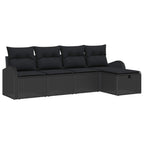 Sofa Set mit Kissen mit Speicher Schwarz Poly-Rattan