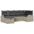 Sofa Set mit Kissen mit Speicher 6 pcs Hellgrau Poly-Rattan