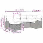 Sofa Set mit Kissen mit Speicher Schwarz Poly-Rattan