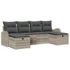 Sofa Set mit Kissen mit Speicher 6 pcs Hellgrau Poly-Rattan