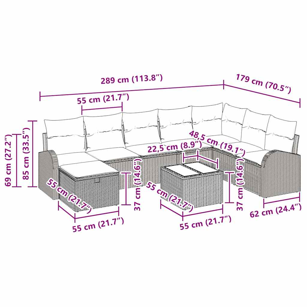 Sofa Set mit Kissen mit Speicher Beige und Creme Poly-Rattan