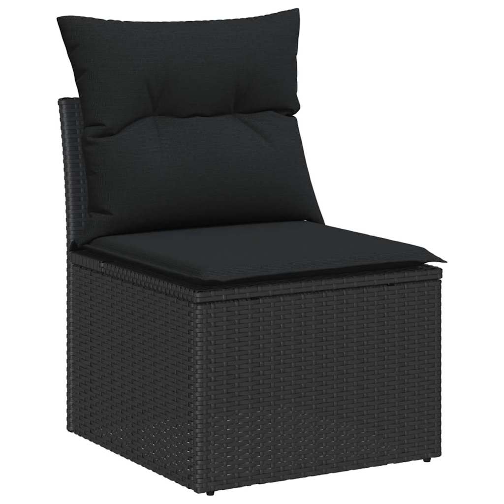 Sofa Set mit Kissen mit Speicher 4 pcs Schwarz Poly-Rattan