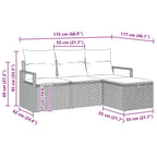 Sofa Set mit Kissen mit Speicher 4 pcs Schwarz Poly-Rattan