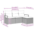 Sofa Set mit Kissen 4 pcs Grau und Marineblau Poly-Rattan