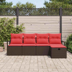 Sofa Set mit Kissen mit Speicher Braun und Rot Poly-Rattan